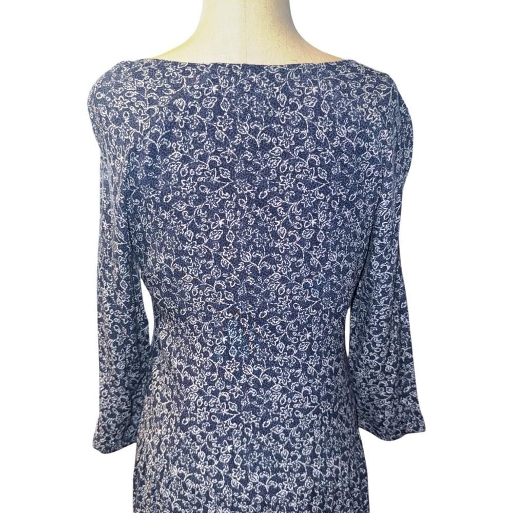 GARNET HILL Paisley V-Neck 3/4 Sleeves A-Line Lagenlook Boho Midi Dress Size 4 - Picture 11 of 16